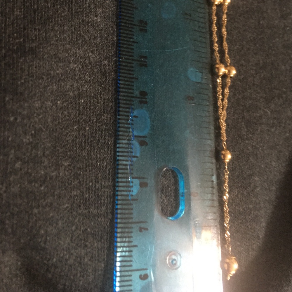 Preloved Solid 10K Lariat Necklace with Gold Stationed Beads - Picture 7 of 7
